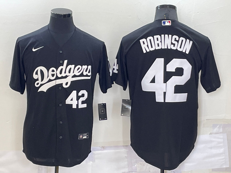 Men's Los Angeles Dodgers #42 Jackie Robinson Black Cool Base Stitched Jersey